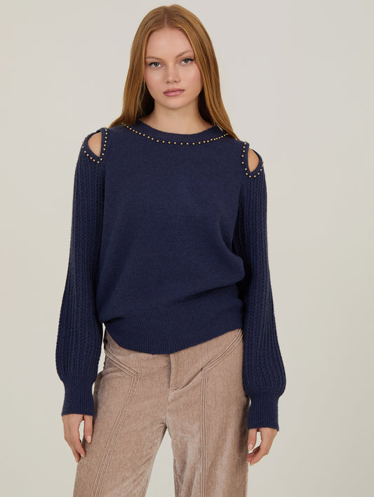 Camisola Com Contas Douradas