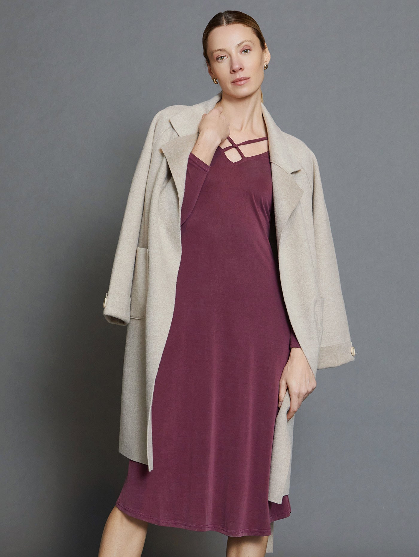 vila knit dress VILA premium ribbed knit maxi dress in chcocolate brown
