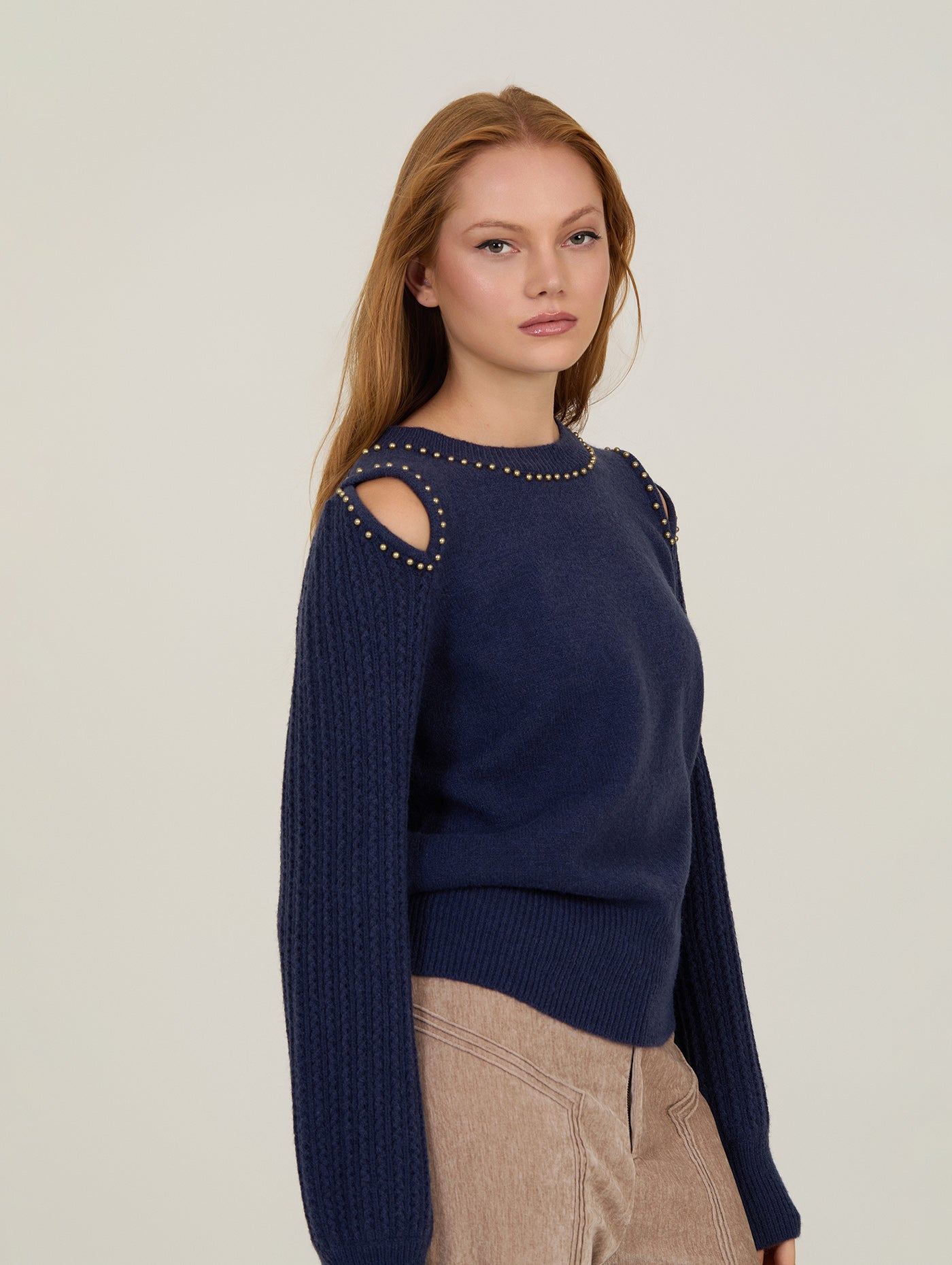 Camisola Com Contas Douradas