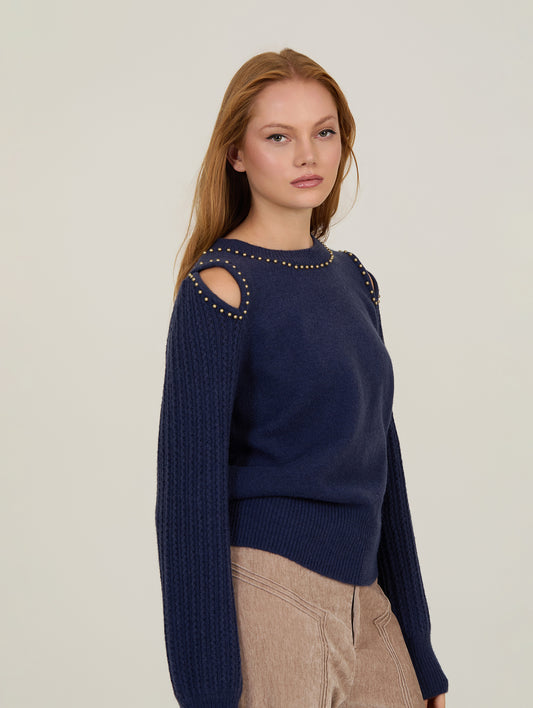 Camisola Com Contas Douradas