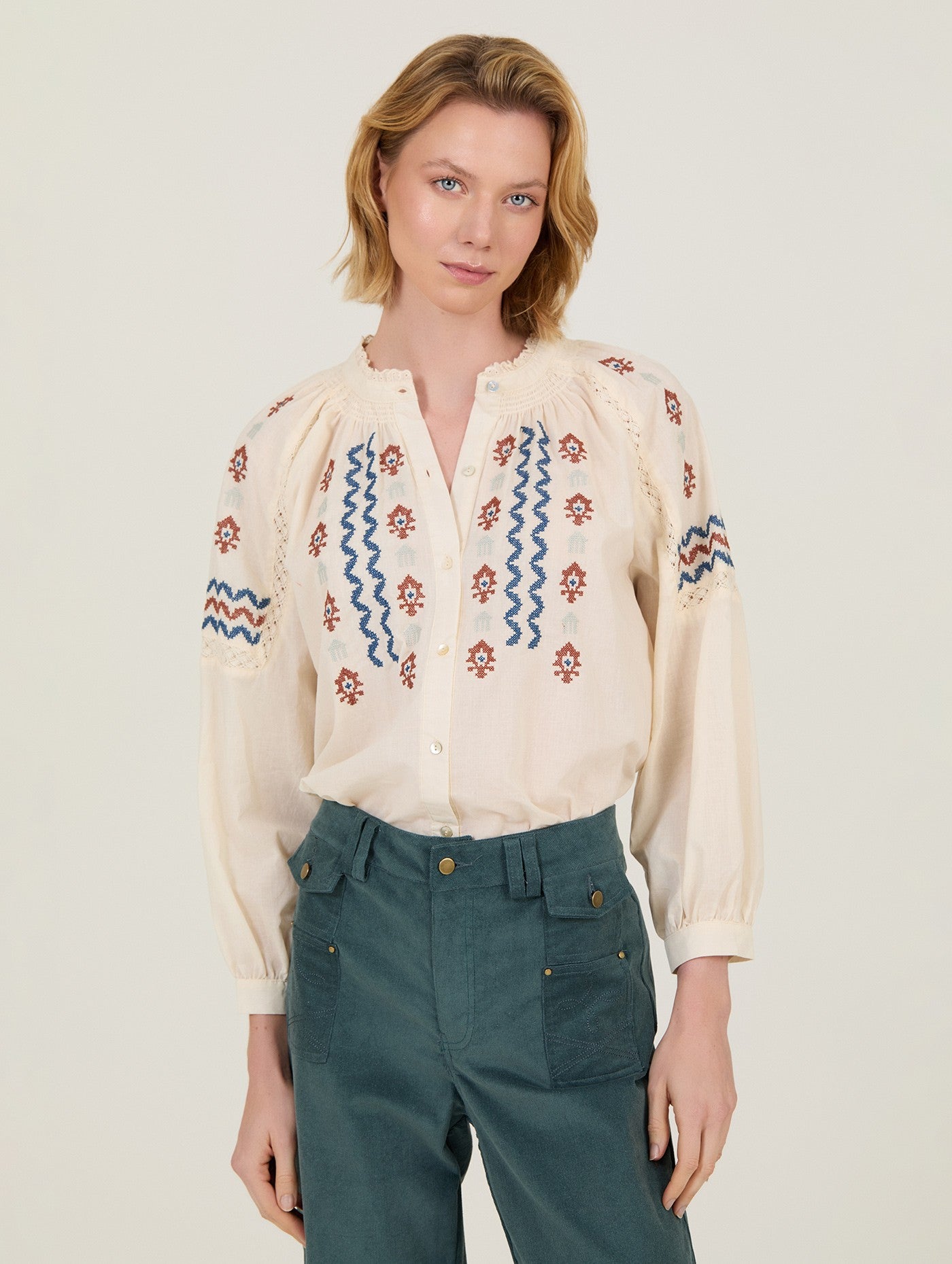 Blusa De Algodão Bordada