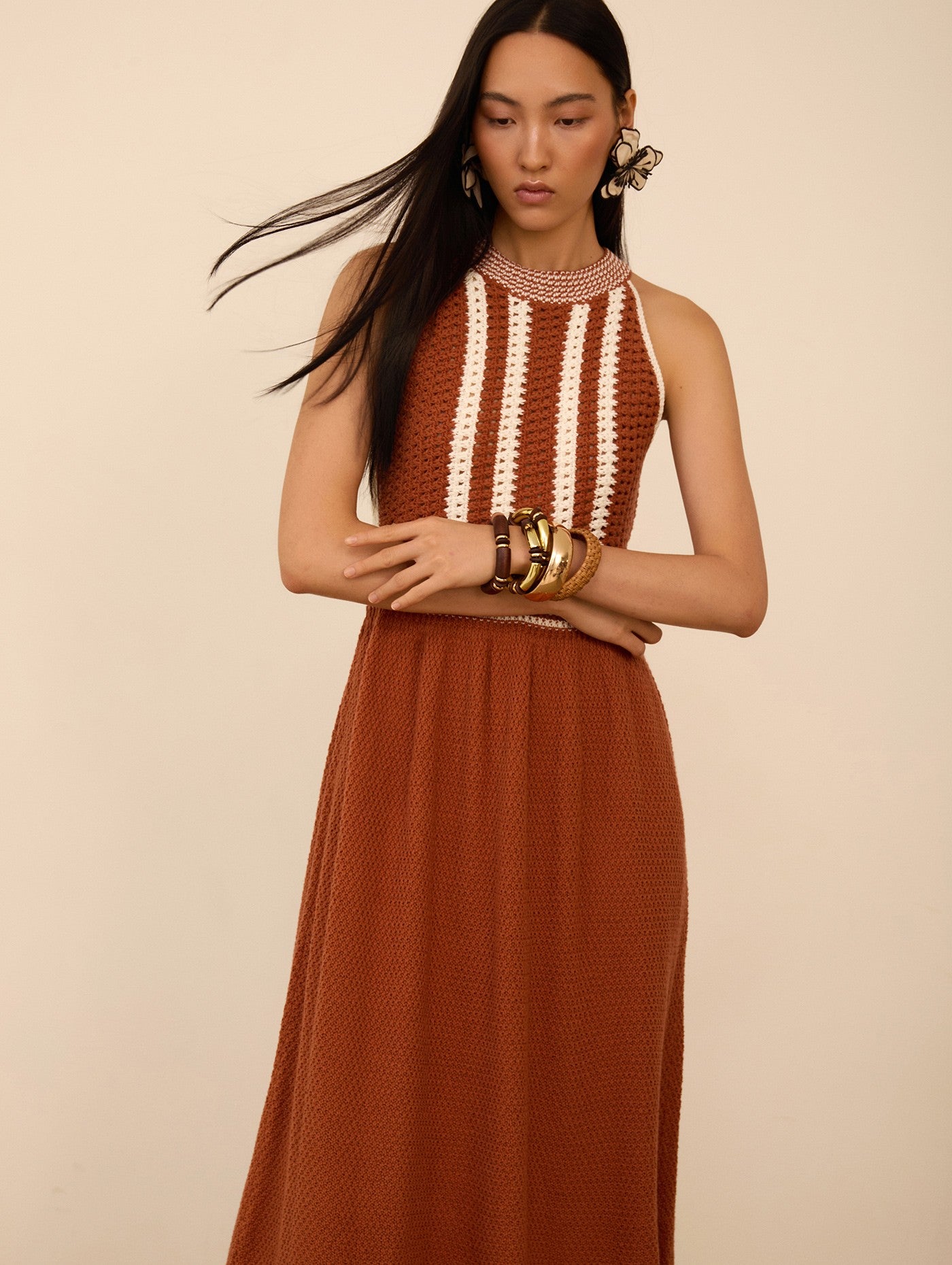 Vestido De Malha Bicolor