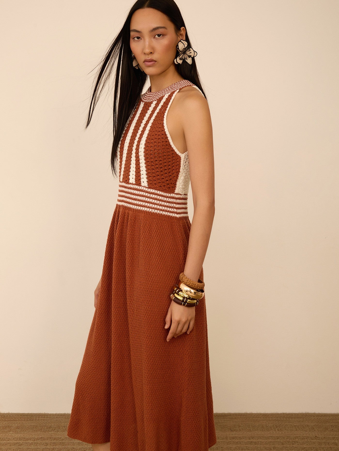 Vestido De Malha Bicolor