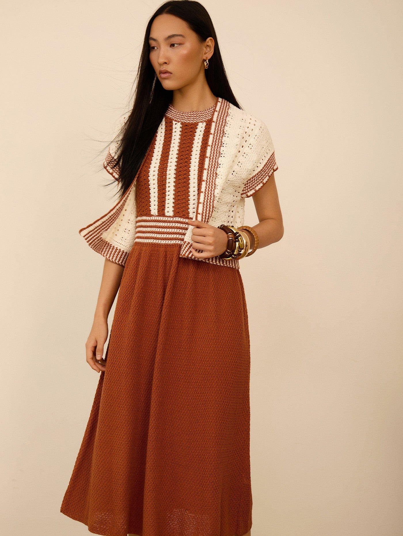 Vestido De Malha Bicolor