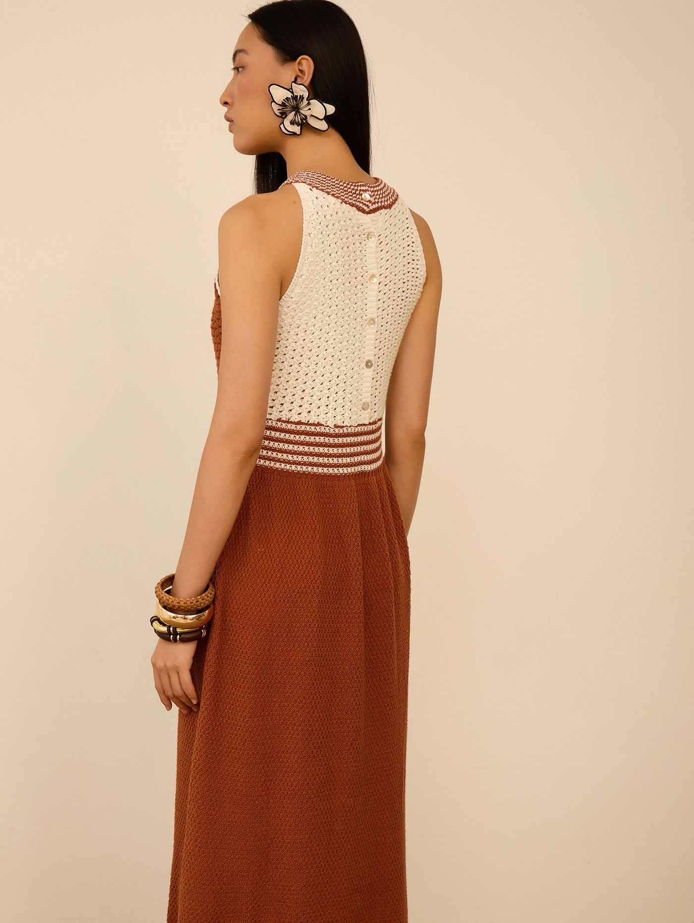 Vestido De Malha Bicolor