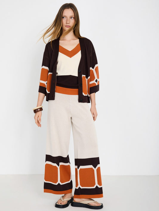 Calças De Malha Jacquard