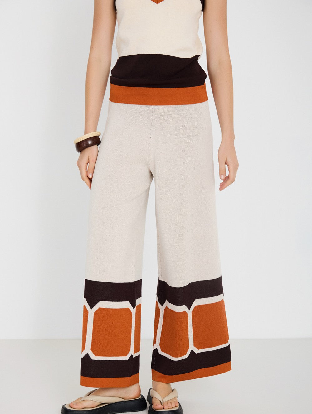 Calças De Malha Jacquard