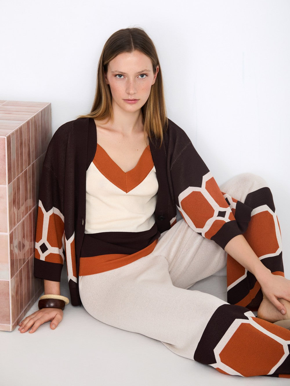 Calças De Malha Jacquard