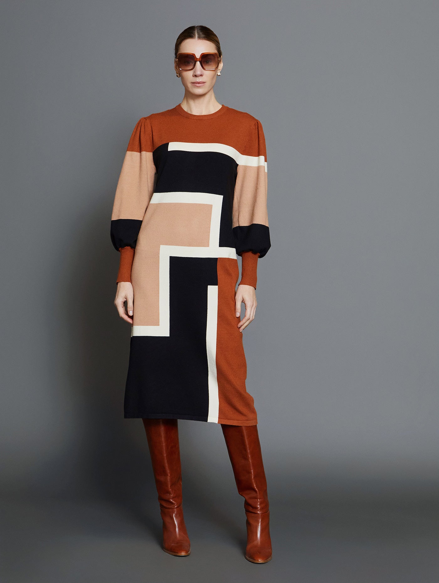 VESTIDO INTARSIA 
