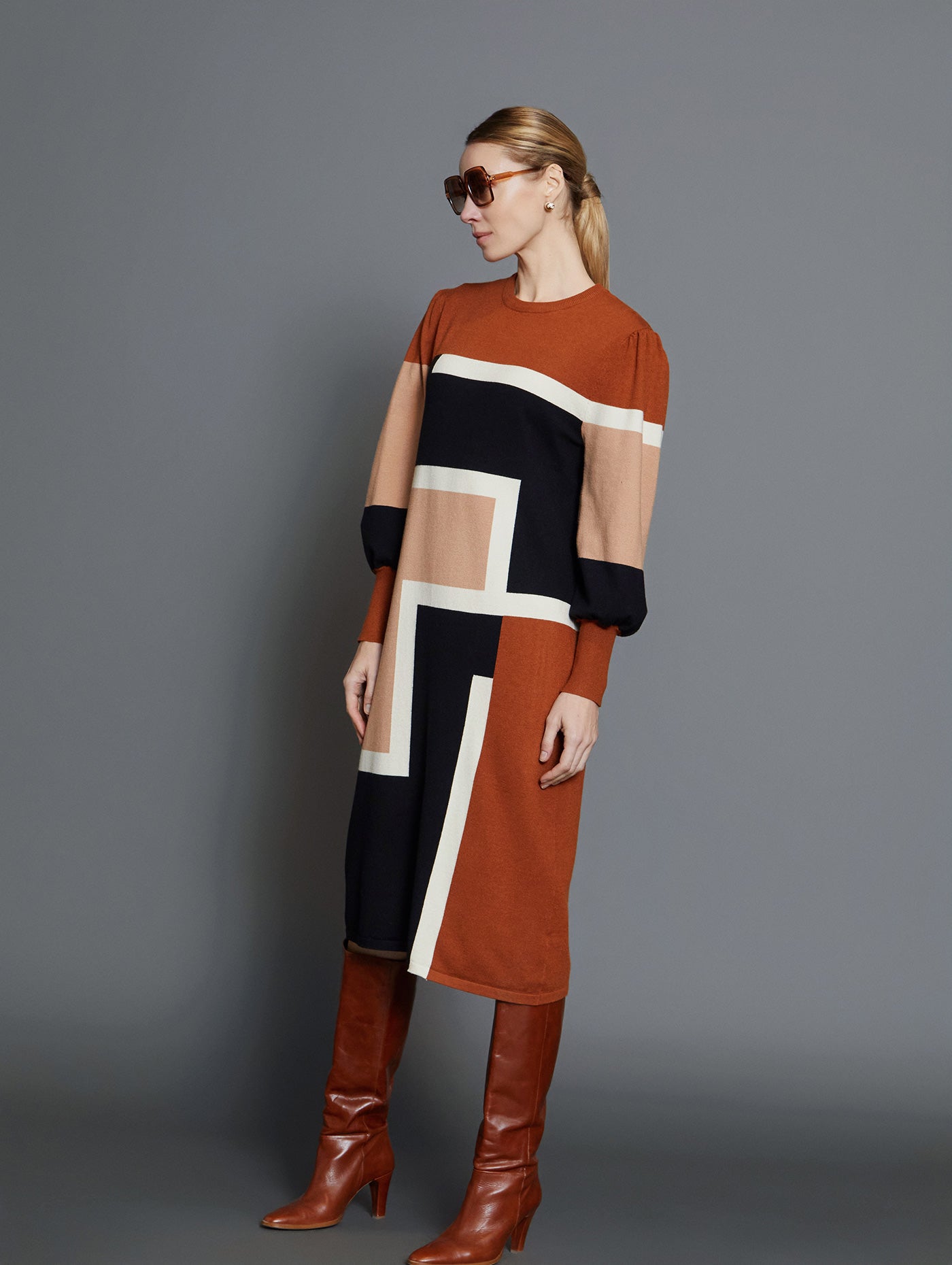 VESTIDO INTARSIA 