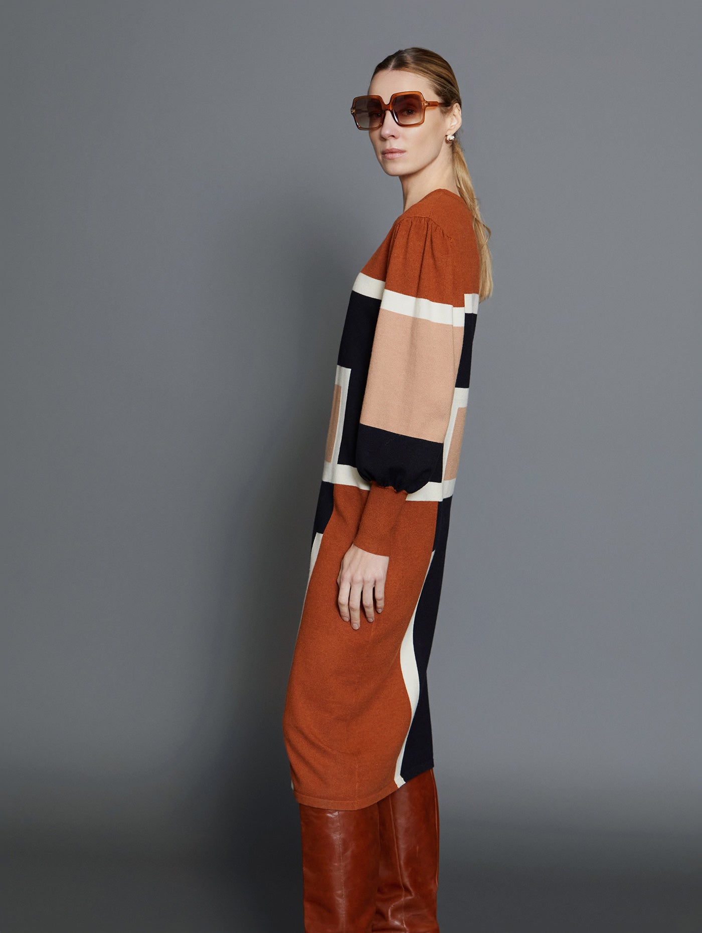 VESTIDO INTARSIA 
